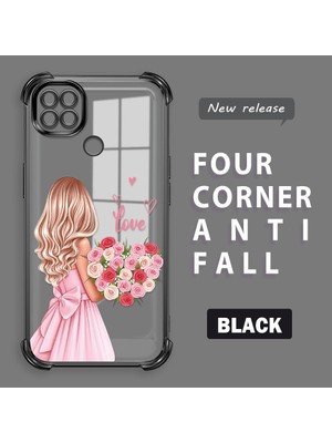 HONTINGA Xiaomi Redmi 10A ile Uyumlu Şeffaf Kılıfı Düşüme Önleyici Basitlik Anti Düşme Kamera Korumali Güzel Kız Desen Yumuşak Silikon Telefon Kılıfı Kadın ve Erkek Için Uygundur K3-0194