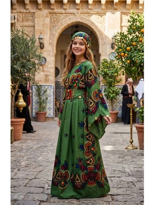 Yöresel Hamavi Çocuk Elbise (Şal ve Kuşak Birlikte) Mezuniyet 23 Nisan Çocuk Kaftan Çoçuk Abiye
