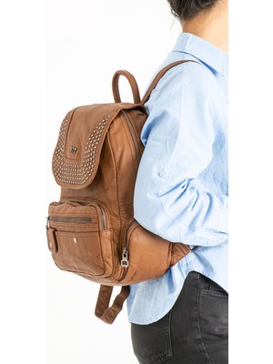 571 Collections Çanta Yıkanmış Deri Sırt Çantası