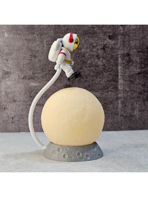 My Best Store 3D Ay Üzerinde Astronot LED Gece Lambası – Dokunmatik 10 Renk Değiştiren Dekoratif Çocuk Odas