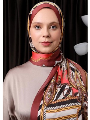 Lêvi D'or Bordo Çizgili Hint Ipeği Şal