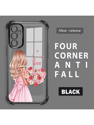 HONTINGA Samsung Galaxy M23 5g ile Uyumlu Şeffaf Kılıfı Düşüme Önleyici Basitlik Anti Düşme Kamera Korumali Güzel Kız Desen Yumuşak Silikon Telefon Kılıfı Kadın ve Erkek Için Uygundur K3-0194