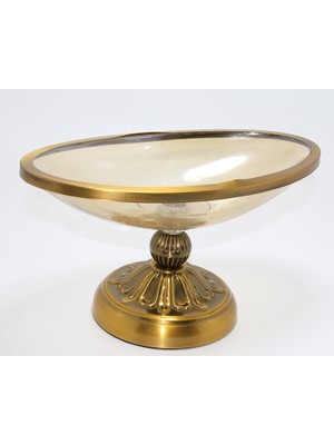 My Best Store Antik Eskitme Gold Ayaklı Dekoratif Cam Gondol Sunumluk