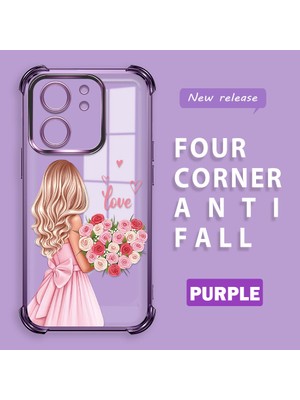HONTINGA Xiaomi Mi 13T Proile Uyumlu Şeffaf Kılıfı Düşüme Önleyici Basitlik Anti Düşme Kamera Korumali Güzel Kız Desen Yumuşak Silikon Telefon Kılıfı Kadın ve Erkek Için Uygundur K3-0194