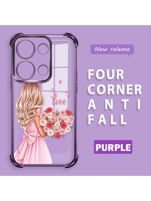 HONTINGA Xiaomi Poco M6 Pro 4g ile Uyumlu Şeffaf Kılıfı Düşüme Önleyici Basitlik Anti Düşme Kamera Korumali Güzel Kız Desen Yumuşak Silikon Telefon Kılıfı Kadın ve Erkek Için Uygundur K3-0194