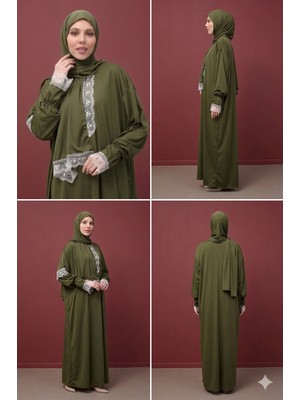 Defka Tek Parça Kendinden Şallı Kadın Tesettür Namaz Elbisesi