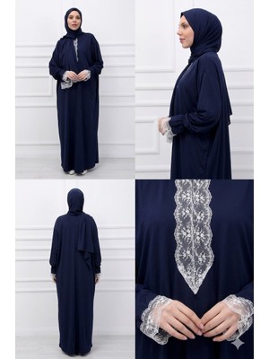 Defka Tek Parça Kendinden Şallı Kadın Tesettür Namaz Elbisesi