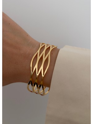 KİLİGİSTANBUL Gold Renk Mekik Bilezik