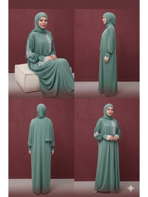 Defka Tek Parça Kendinden Şallı Kadın Tesettür Namaz Elbisesi