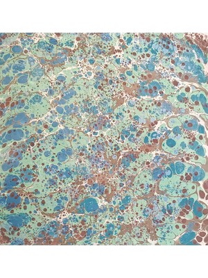 ElifEbru Exclusive Handicrafts Ebru Sanatı El Yapımı Yeşil Turkuaz Mavi Kahve Sura Ipek Eşarp Se 62