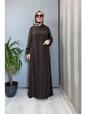 Miss Dalida Nakış Detaylı Elbise Kahve T26Y-4015