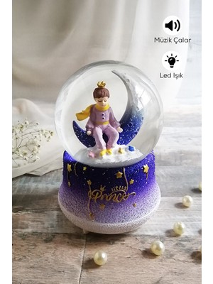 PremiumPort Ay Temalı Müzikli LED Işıklı Kar Küresi, Huzur ve Sürpriz Dolu Dekorasyon