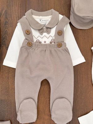 Beruflic Araba Desenli Papyonlu 10 Parça Erkek Bebek Hastane Çıkışı Kutulu %100 Pamuk