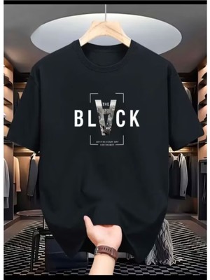 Punix Punıx Büyük Beden Bıg Sıze Black Baskılı Rahat Kalıp Battal Erkek Yazlık Stil T-Shırt