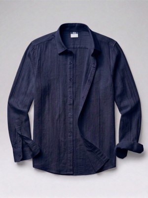 Zenvia Erkek Armürlü Yarım Oversize Müslin Gömlek