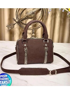 Ges Shop Kadın Metal Aksesuarlı Askılı Speedy El Omuz Çanta