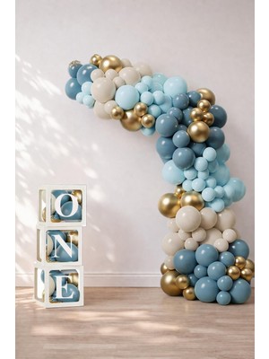 Patladı Gitti Okyanus Temalı 1 Yaş Doğum Günü Set 118 Parça; One Kutu ve Lateks Balon Set