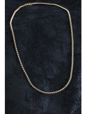 Esranın Dünyası Tegan 316L Çelik Örme Zincir Model Gold Renk Erkek Kolye TG27ERK1391 RSTGN34-ESRDNS