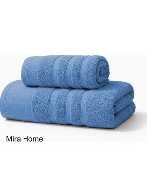Mira Home 2 Parça Pamuklu Banyo Havlu Seti Ayla Mavi
