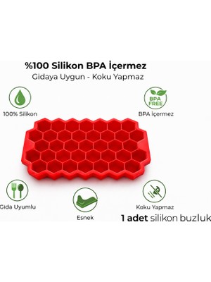 Evolis Kitchen 1 Adet Silikon Petek Buz Kalıbı( Kırmızı)