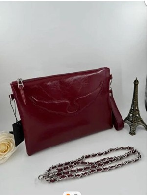 Ges Shop Kadın Zincir Askılı Rugan Deri Clutch Çanta