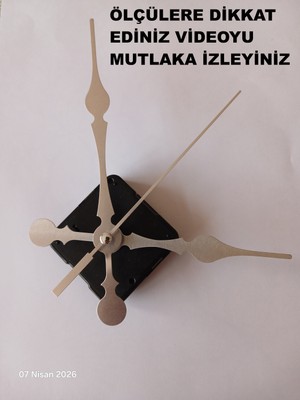 Cnr Shop Duvar Saati Mekanizması, 18 mm Şaft Sessiz Çalışır Akar Mekanizma Akrep-Yelkovan-Saniye-(Askısız)