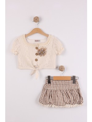 Joy Kids Kız Çocuk Vintage Astarlı Takım (2-5yaş) (Bej)