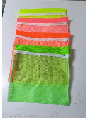 My Best Store 4 Adet 4 Renk  Fermuarlı - Hassas Çamaşır Terlik  Ayakkabı Yıkama Filesi Büyük Boy