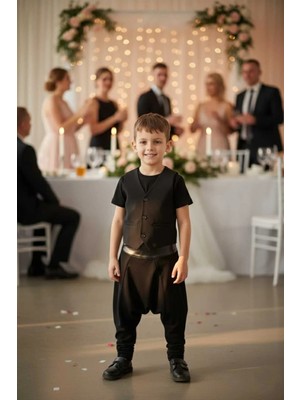 Erkek Çocuk Yöresel Elbise Yelekli Şalvar Takımı, Geleneksel Folklor Kıyafeti 23 Nisan Yöresel