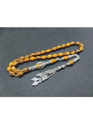 İskeçe Tesbih Zeyn Usta Eseri̇ Gümüş Nakkaş Imame Pençe Model Sıkma Kehri̇bar