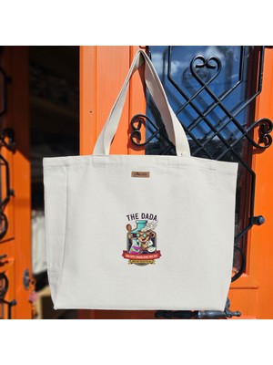 Bumudur Aksesuar Dada Kahvesi Yaratıcılığın Iksiri Coffee Yaratıcılığı Demlemek 2023'TE Baskılıı Naturel Kanvas Bez Çanta Sap Beyaz Cırt Cırtlı Suluk Tutuculu - Küçük