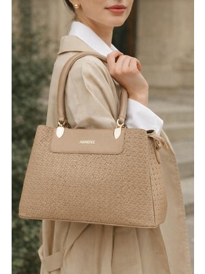 Armine 206 Vizon Kadın El & Omuz Örgü Desen  Çanta