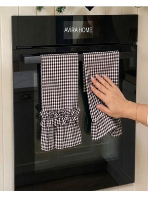 2li Siyah Pötikare Fırın Örtüsü / Kurulama Bezi