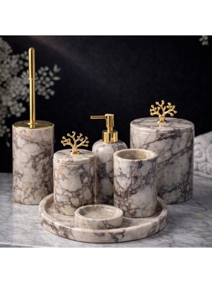 Akm Dekor Menekşe 7'li Mermer Banyo Seti