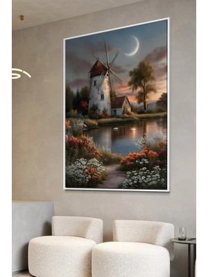 Artan Gallery Italyan Kadife Yel Değirmeni Duvar Tablosu | Yağlı Boya Görünümlü | Ahşap Çerçeveli