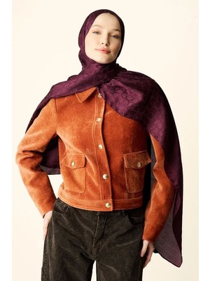 Valor Scarf Premium Jakar Şal Halka Desen Mürdüm