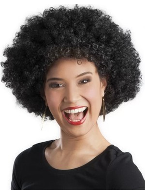 SHC4200 Siyah Renk Kıvırcık Afro Bonus Parti Peruğu