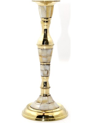 Ttt Tekli Pirinç Sedefli Şamdan / Model 1