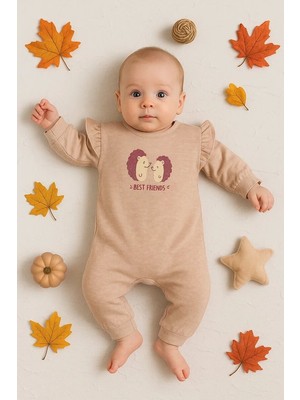 LTG Nova Kirpi Nakışlı % 100 Pamuk Kız Bebek Tulum