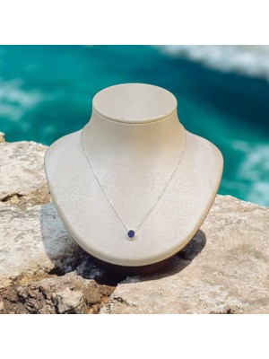 Umut Silver Lacivert Taş Detaylı 925 Ayar Gümüş Kadın Kolye