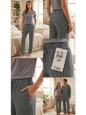 Comfortline Çizgili Kadın Pijama Altı – Açık Yeşil L
