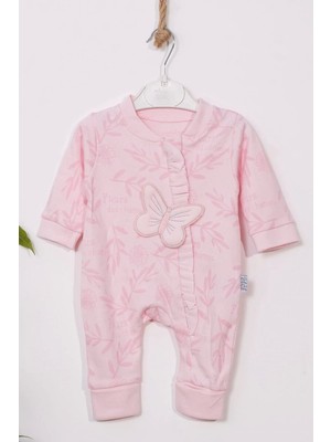 LTG Nova Nakışlı % 100 Pamuk Ayaklı Kız Bebek Tulumu