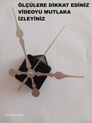 Cnr Shop Saat Makinesi, 16 mm Şaft Boyu Akar Sessiz Duvar Saati Mekanizması, Akrep-Yelkovan-Saniye-(Askılı)