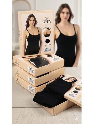 Kota Kadın Ayarlanabilir Ince Askılı Pamuklu Atlet – Siyah L