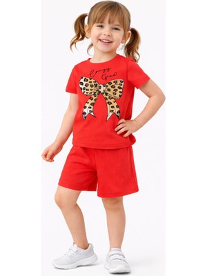 Melodi Kids Kız Çocuk Fiyonk Detaylı  Yazlık Alt Üst Pamuklu Takım