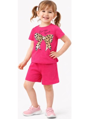 Melodi Kids Kız Çocuk Fiyonk Detaylı  Yazlık Alt Üst Pamuklu Takım