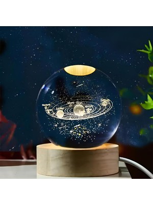PremiumPort 3D Samanyolu Galaksi Kristal Cam Kar Küresi LED Masaüstü Dekor