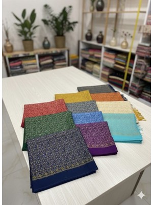 Viskon Karışımlı Şal Lacivert