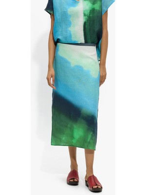 Parfois Kadın %100 Keten Midi Desenli Etek