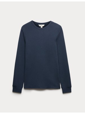 Marks & Spencer Pamuklu Waffle Dokulu Sweatshirt